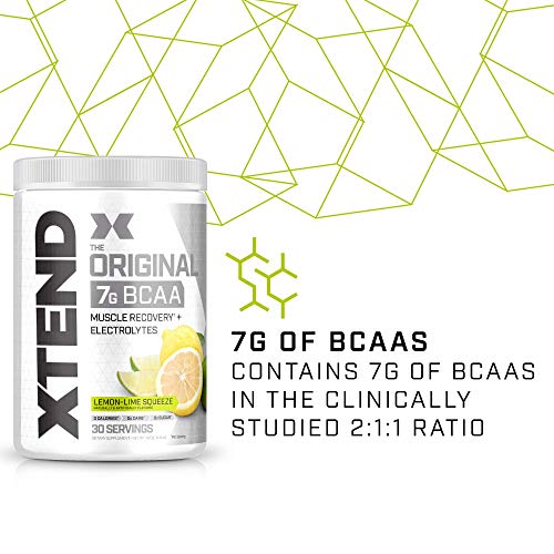 XTEND Original BCAA Powder Lemon Lime Squeeze | Sugar Free Post Workout Muscle Recovery Drink with Amino Acids | 7g BCAAs for Men & Women | 30 Servings