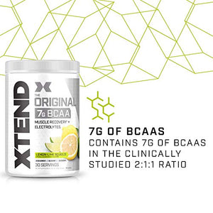 XTEND Original BCAA Powder Lemon Lime Squeeze | Sugar Free Post Workout Muscle Recovery Drink with Amino Acids | 7g BCAAs for Men & Women | 30 Servings