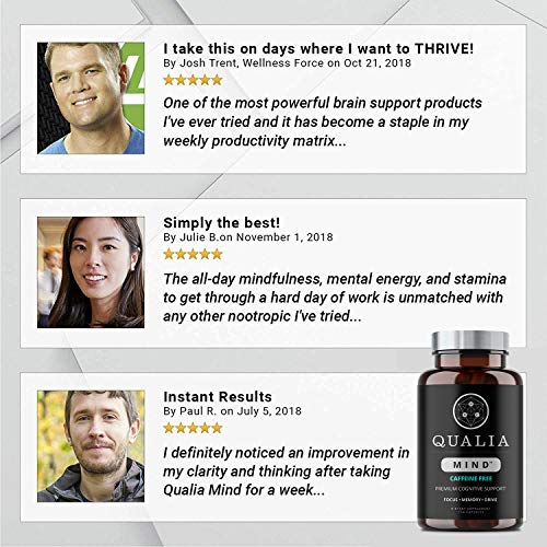 Qualia Mind Nootropic | Premium Brain Booster Supplement for Memory, Focus, Clarity and Concentration Support with Bacopa monnieri, Ginkgo biloba, DHA, Alpha GPC, B12 & More (154 Ct Caffeine-Free)