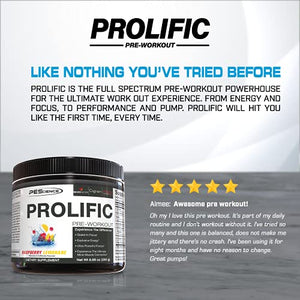 PEScience Prolific Pre Workout, Raspberry Lemonade, 40 Scoop, Energy Supplement with Nitric Oxide