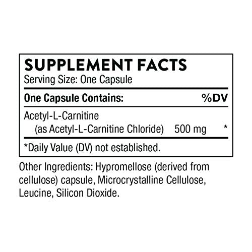 Thorne Carnityl - 500mg Acetyl-L-Carnitine - Supports Brain Function and Healthy Nerve Sensations in The Hands and Feet - Gluten-Free, Soy-Free, Dairy-Free - 60 Capsules