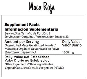 Amazon Andes - Gelatinized Red maca Root Capsules - 100 * 500 mg - Vegan Pills - Organic USDA Supplement - Non GMO