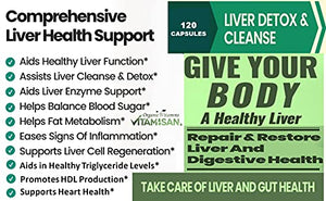 Liver Cleanse Detox Health Supplements with Milk Thistle-Fennel-Alfalfa-Vitamin B-Artichoke-Dandelion Root Support Healthy Liver Function Men & Women 120 Caps Natural Detox Cleanse & Boost Immune