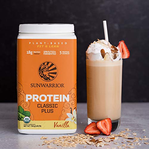 Sunwarrior Classic Plus Organic Vegan Protein Powder with BCAAs and Pea Protein, Dairy Free, Gluten Free, Soy Free, Non- GMO, and Keto Friendly, (Vanilla) (30 Servings (Pack of 1))