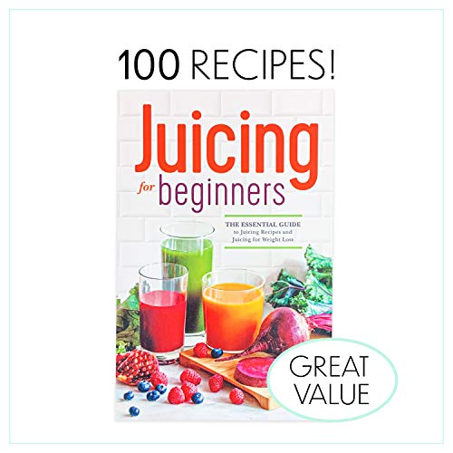 Small Cold Press Juicer With 16 oz Plastic Juice Bottles With White Caps And Juicing Recipe Book, Includes Funnel And Brush