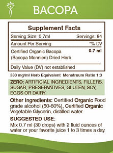 Bacopa Tincture Alcohol Extract, Organic Bacopa (Bacopa Monnieri) Herb 2 oz