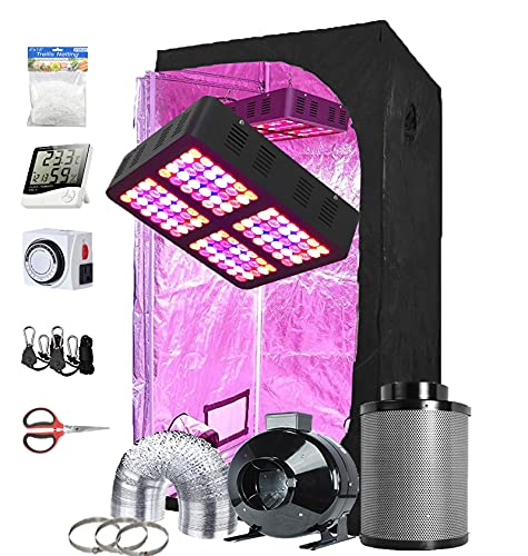 TopoGrow Hydroponic 3'x3' Grow Tent Complete Kit Package 600W Led Grow Light, 36"X36"X72" Growing Tent 6" Fan Filter Ventilation Kit with Grow Tent Accessories for Plant Growing System Veg&Flower