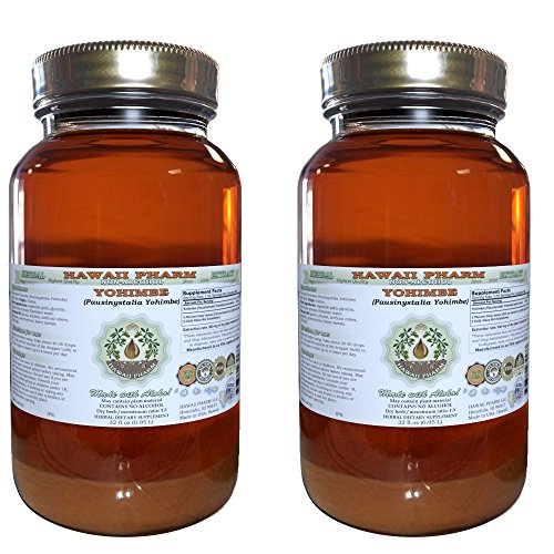 Yohimbe Alcohol-Free Liquid Extract, Yohimbe Liquid (Pausinystalia Yohimbe) Dried Bark Glycerite 2x32 oz Unfiltered