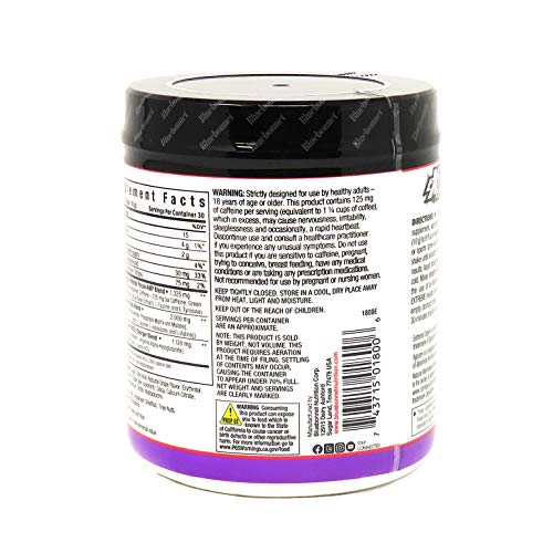 BlueBonnet Nutrition Extreme Edge Pre workout, Increases Nitric Oxide (NO) levels- 30 Servings, Grape Flavor, 10.56 Oz