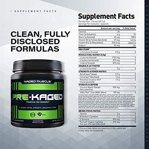 Pre Workout Powder; KAGED MUSCLE Preworkout for Men & Pre Workout Women, Delivers Intense Workout Energy, Focus & Pumps; One of The Highest Rated Pre-Workout Supplements, Grape, Natural Flavors