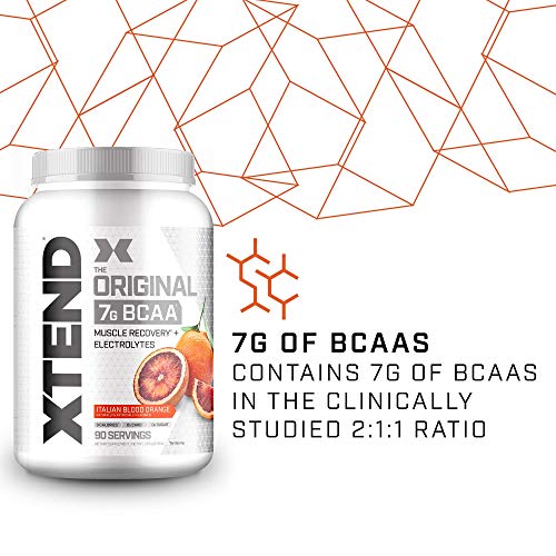 XTEND Original BCAA Powder Italian Blood Orange - Sugar Free Post Workout Muscle Recovery Drink with Amino Acids - 7g BCAAs for Men & Women - 90 Servings