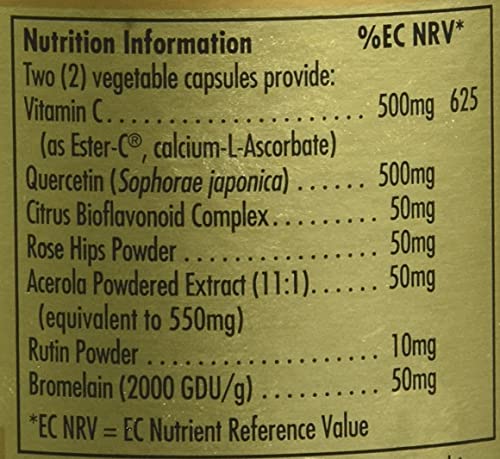 Solgar Quercetin Complex with Ester-C Plus, 100 Vegetable Capsules - Supports Immune Health, Antioxidant - Gentle on the Stomach Vitamin C - Non-GMO, Vegan, Gluten Free, Dairy Free - 50 Servings
