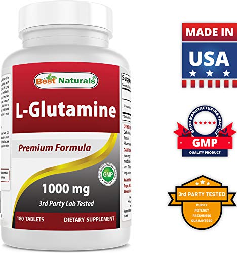 Best Naturals L-Glutamine 1000mg Fuel for Workout (Non-GMO) Tablets, 180 Count