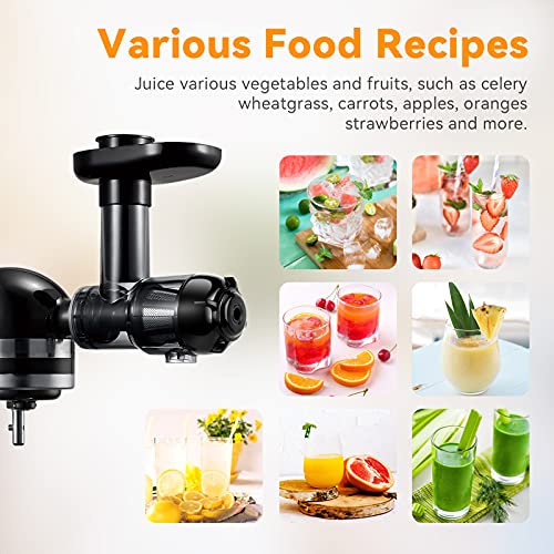 Slow Juicer Attachment for KitchenAid Stand Mixers Replacement, Masticating Juicer Accessories for All Kitchen Aid Mixers by Aikeec, Cold Pressed Juicer Parts, Great for Fruits and Vegetables, Black