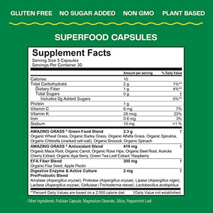 Amazing Grass Greens Blend Superfood: Super Greens Powder with Spirulina, Alfalfa, Beet Root Powder, Digestive Enzymes, Prebiotics & Probiotics, Original, 100 Servings (Packaging May Vary)