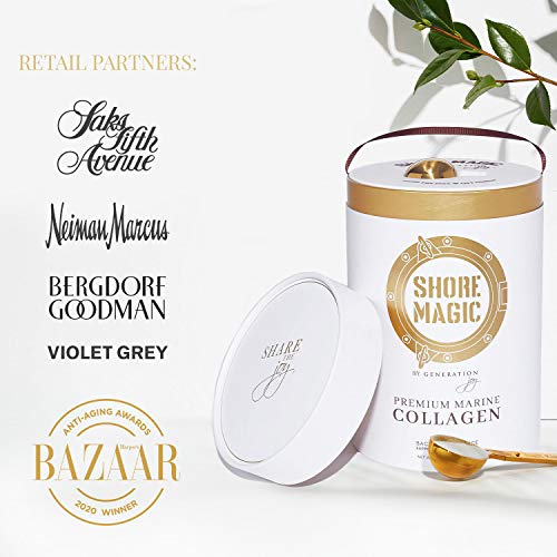 Shore Magic Marine Collagen Powder, Hydrolyzed Marine Collagen Peptides Powder, Sustainably Sourced Wild Fish Skin Collagen, Odorless & Unflavored - 4 Month Supply (for The Price of 3 Months)