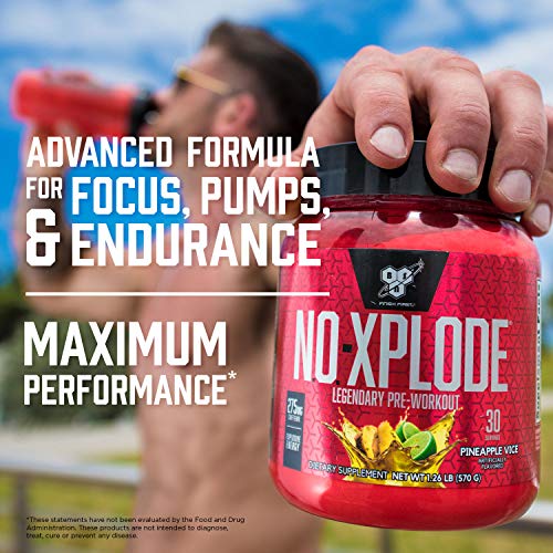 BSN N.O.-XPLODE Pre Workout Powder, Energy Supplement for Men and Women with Creatine and Beta-Alanine, Flavor: Fruit Punch, 30 Servings