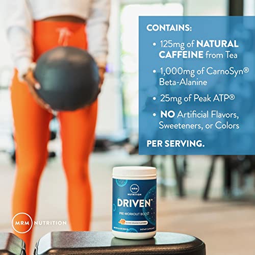 MRM Nutrition Driven Pre-Workout Powder | Strawberry Kiwi Flavored | 125mg Caffeine | Pure Ingredients | Muscle + Hydration + Energy Blends | Performance Energy | Vegan + Gluten-Free | 29 Servings