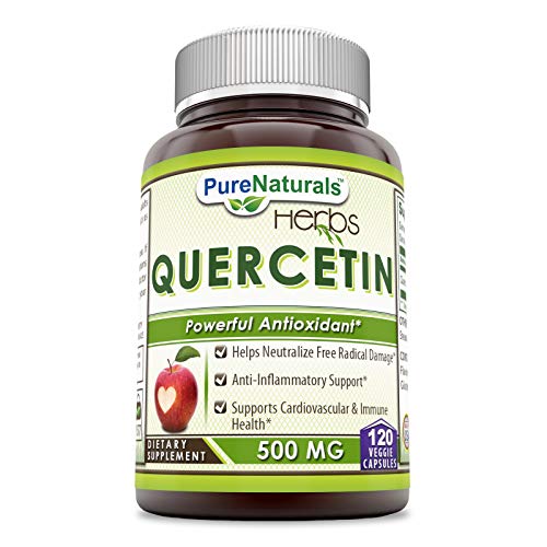 Pure Naturals Quercertin 500 Mg Veggie Capsules (Non-GMO)- Anti- inflammatory Support, Supports Cardiovascular and Immune Health* (120 Count)