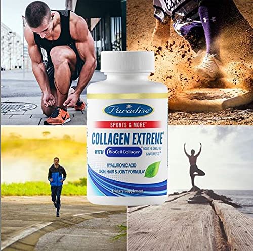 Paradise Herbs - Collagen Extreme, with Biocell Collagen - Support Healthy Hair + Skin + Joints + Back & Knees - 60 Count