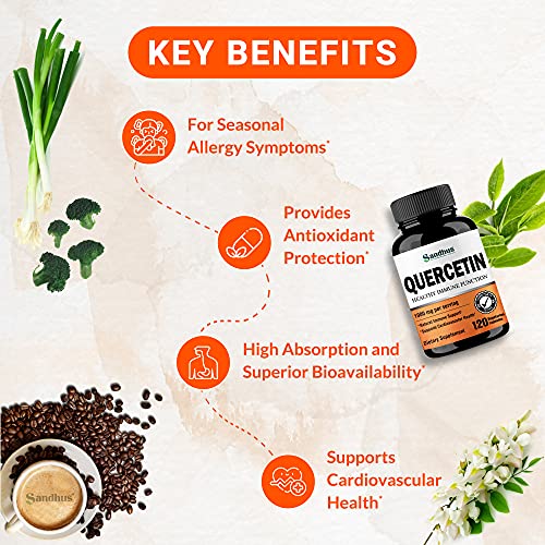 Quercetin 1000 mg Per Serving Vegetarian Capsules 120 Ct- 2 Pack