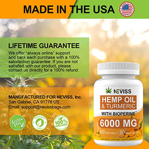 2 Pack Hemp Oil Softgel Capsule with Turmeric and Bioperine - 120 Cts