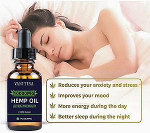 Hemp Oil - 10000 MG Pure Natural Organic Extract Hemp Seed Drops-Reduces Anxiety Stress and Pain,Relief Inflammation Stress, Improves Mood,More Energy Better Sleep (1 Pack of 3)-30000 Total-NW 1776