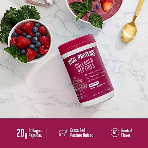 Vital Proteins Collagen Peptides Powder Supplement for Skin Hair Nail Joint, Vitamin C for Immune Support, Blueberry Strawberry Mixed Berry 10.4 oz