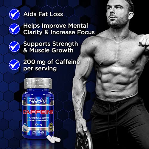 ALLMAX Nutrition Caffeine Pills, Sustained Energy & Pre - Workout Mental Focus, Fast Absorbing & Vegan, 200 mg, 100 Tablets