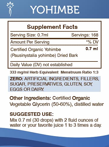 Yohimbe Alcohol-Free Liquid Extract, Wildcrafted Yohimbe (Pausinystalia yohimbe) Dried Bark Tincture Supplement (2x4 FL OZ)