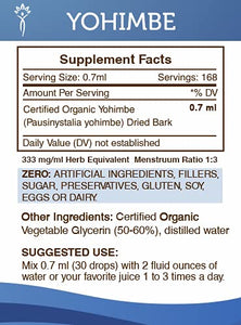 Yohimbe Alcohol-Free Liquid Extract, Wildcrafted Yohimbe (Pausinystalia yohimbe) Dried Bark Tincture Supplement (2x4 FL OZ)