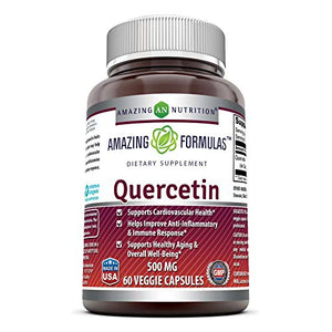 Amazing Formulas Quercetin 500 Mg, 60 Veggie Capsules (Non-GMO,Gluten Free) -Supports Cardiovascular Health - Helps Improve Anti-Inflammatory & Immune System - Supports Healthy Aging & Overall Health*