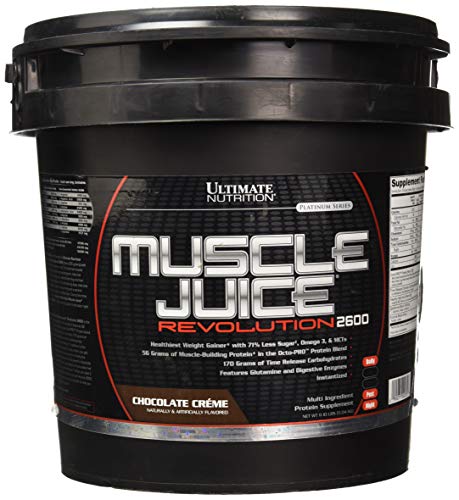 Ultimate Nutrition Muscle Juice Revolution 2600, Lean Muscle Mass Gainer Protein Powder with Glutamine, Whey Protein Isolate for Weight Gain, Time Release Carbohydrates, 11.1 Pounds, Chocolate