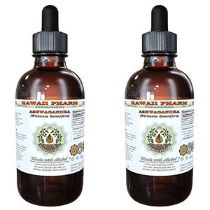 Ashwagandha Alcohol-Free Liquid Extract, Organic Ashwagandha (Withania Somnifera) Dried Root Glycerite 2x4 oz