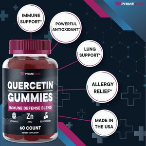 Quercetin + Zinc + Vitamin C 1000mg Gummies Supplements with Elderberry, Flavonoid Vitamin for Kids Adults Immunity, Immune Support Gummy Booster Vegan (2 Pack)