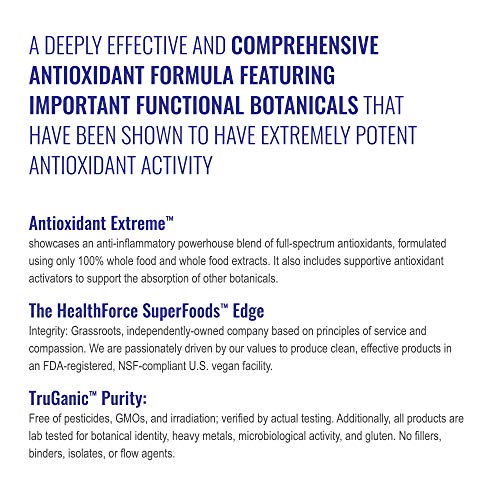 HealthForce SuperFoods Antioxidant Extreme - 120 VeganCaps - All-Natural Turmeric Root Complex - Supports Cognitive & Immune Functions - Kosher & Gluten Free - 60 Servings