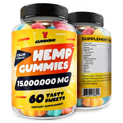 Gummies for Pаin, Аnxiety, Slееp, Strеss Rеlief, High Potency - Calm Gummy Bears with Oil - 100% Natural - Improves Memory, Focus, Attention - Omega 3, 6, 9, Vitamins B, E