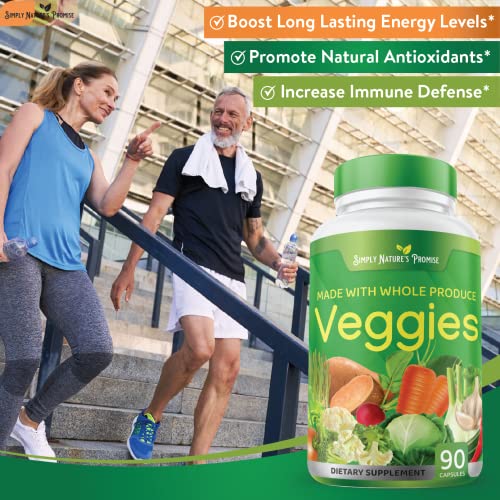Fruit and Vegetable Supplements - 90 Veggie and 90 Fruit Capsules - Made with Whole Food Superfoods, Packed Vitamins & Minerals - No Fillers or Extracts - Soy Free - by Simply Nature's Promise