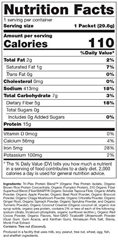 Vegan Organic Plant Protein Powder and Meal Replacement Shake - By 310 Nutrition - Gluten, Dairy and Soy Free - 0g of Sugar | Keto and Paleo Friendly… (Chocolate, 1 Serving)