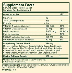 8Greens Skin + Marine Collagen for Beautiful Skin - Effervescent Super Greens Dietary Supplement - 8 Essential Healthy Real Greens in One (10 Tablets)