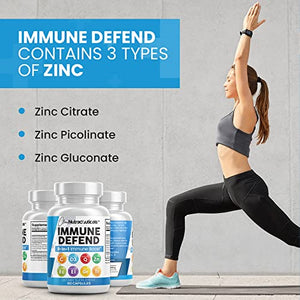 Immune Defense Support Supplement 8 in 1 w/ Zinc 50mg Quercetin, VIT C 1000mg, Vitamin D3 5000 IU, Elderberry, Turmeric Curcumin, Ginger, Echinacea - Immunity System Booster Adults Vegan - 60Ct (USA)