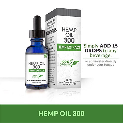 Hemp Oil for Pain, Anxiety & Stress Relief - 300mg - 100% Organic Hemp Extract Drops - Natural Anti-Inflammatory, Joint Support Helps with Better Sleep & Mood - Grown and Made in USA - with MCT Oil