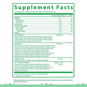 GoBiotix Greens N' Reds Superfood Powder | Non-GMO + Vegan | Probiotics + Enzymes + Organic Whole Foods | Sugar Free + Gluten Free Fruit + Veggie Supplement (Pomegranate Raspberry, 30 Servings)