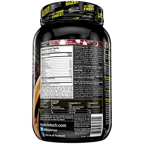 Whey Protein Powder | MuscleTech Phase8 Whey Protein | Sustained-Release 8-Hour Protein Shakes for Men & Women | 26g of Protein + 5.6g of BCAA | Muscle Builder | Chocolate, 2.2 lbs (24 Servings)