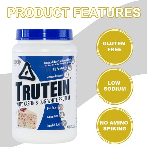 Body Nutrition Trutein Protein Powder - Birthday Cake 2lb, Keto-Drink Workout, Recovery