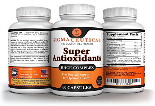 Super Antioxidant Supplement - Goji Berry Capsules, Acai Berry Capsules, Mangosteen Capsules, Resveratrol, Pomegranate & Noni Capsules - 60 Capsules