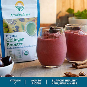 Amazing Grass Vegan Collagen Booster: Plant Based Collagen Support Smoothie Booster with Amla, Schisandra & Maqui Berry, 30 Servings