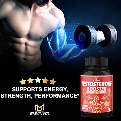 Test Booster Supplement for Men - 14000mg Herbal Equivalent - Supports Performance, Muscle, Energy - Made with Horny Goat Weed, Tribulus, Ginseng