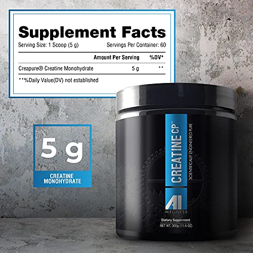 AI Wellness Creatine CP, CreaPure Creatine, Creatine Supplement Powder, Pre-Workout Creatine, Pre-Workout Energy Booster, Creatine Monohydrate, Stamina Builder, Gain Muscle and Intensify Your Workout