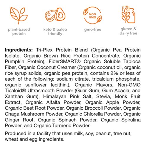 Vegan Organic Plant Protein Powder and Meal Replacement Shake - By 310 Nutrition - Gluten, Dairy and Soy Free - 0g of Sugar | Keto and Paleo Friendly… (Vanilla, 28 Servings)